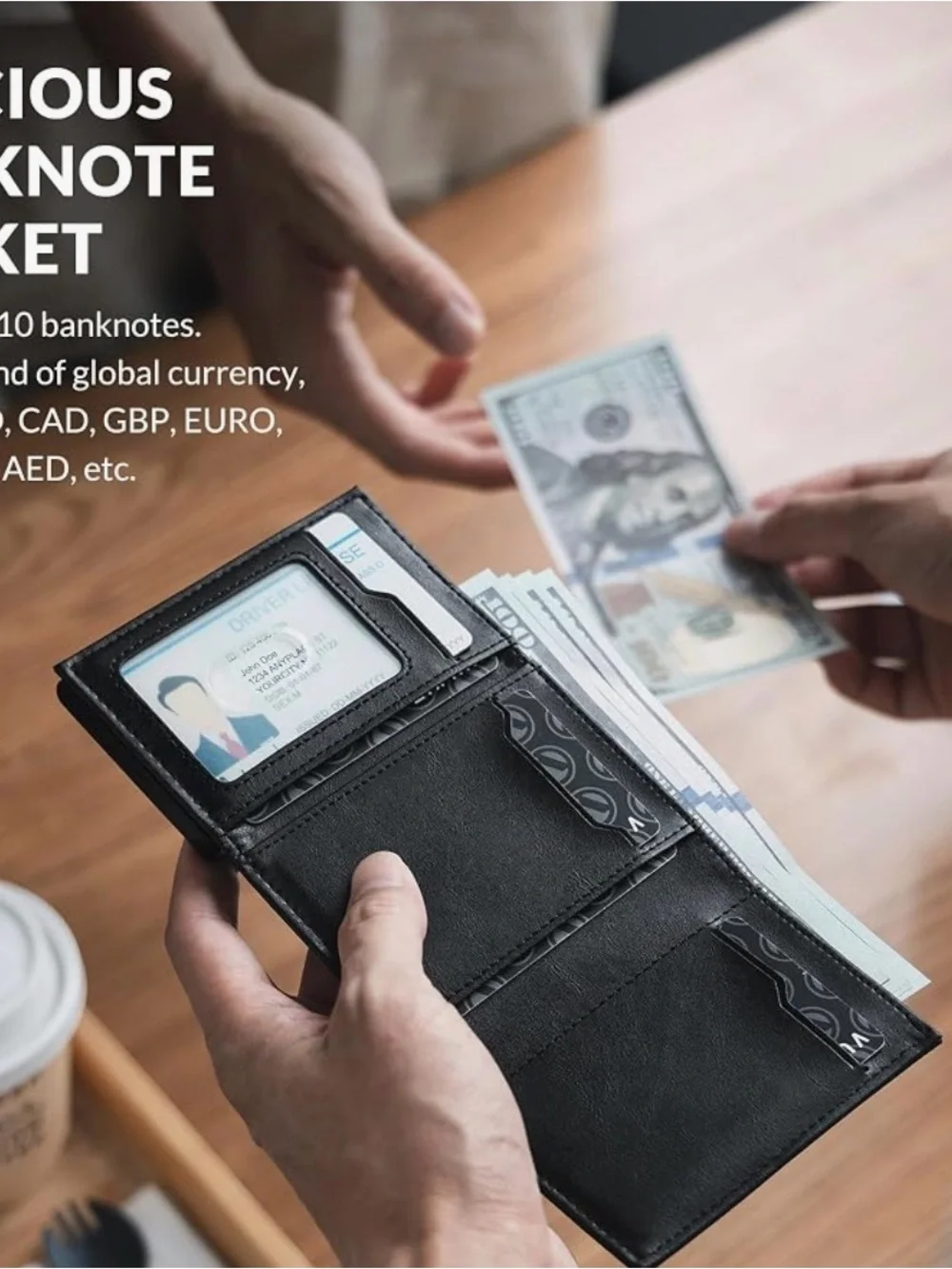 Vulkit Black RFID Blocking Leather Wallet Case
